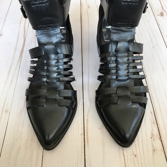 Zara Black Gladiator Pointed Toe Ankle Strap Sandals - Picture 3 of 8